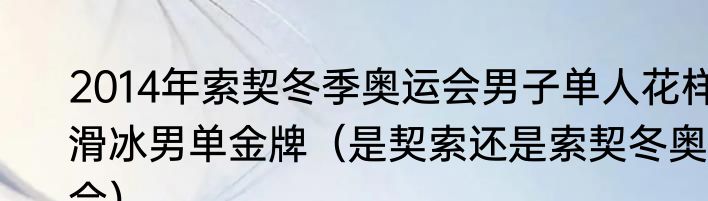 2014年索契冬季奥运会男子单人花样滑冰男单金牌（是契索还是索契冬奥会）