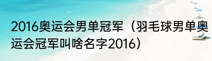2016奥运会男单冠军（羽毛球男单奥运会冠军叫啥名字2016）