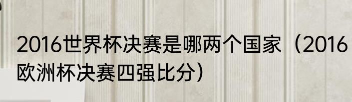 2016世界杯决赛是哪两个国家（2016欧洲杯决赛四强比分）