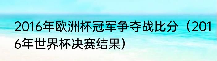 2016年欧洲杯冠军争夺战比分（2016年世界杯决赛结果）