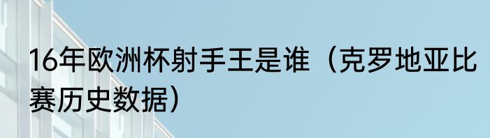 16年欧洲杯射手王是谁（克罗地亚比赛历史数据）