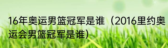 16年奥运男篮冠军是谁（2016里约奥运会男篮冠军是谁）