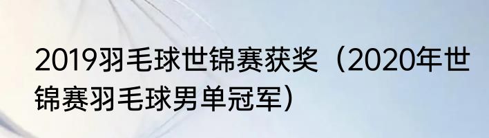 2019羽毛球世锦赛获奖（2020年世锦赛羽毛球男单冠军）