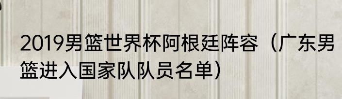 2019男篮世界杯阿根廷阵容（广东男篮进入国家队队员名单）