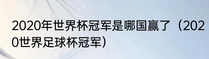 2020年世界杯冠军是哪国赢了（2020世界足球杯冠军）