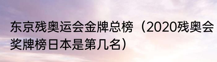 东京残奥运会金牌总榜（2020残奥会奖牌榜日本是第几名）