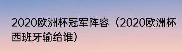 2020欧洲杯冠军阵容（2020欧洲杯西班牙输给谁）