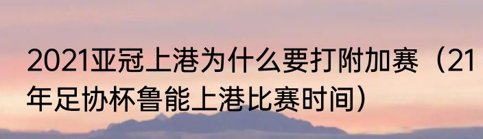 2021亚冠上港为什么要打附加赛（21年足协杯鲁能上港比赛时间）