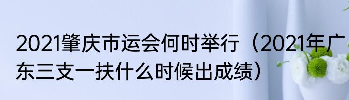 2021肇庆市运会何时举行（2021年广东三支一扶什么时候出成绩）