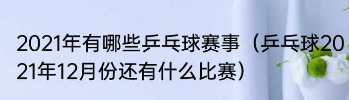 2021年有哪些乒乓球赛事（乒乓球2021年12月份还有什么比赛）