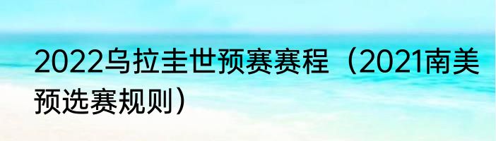 2022乌拉圭世预赛赛程（2021南美预选赛规则）