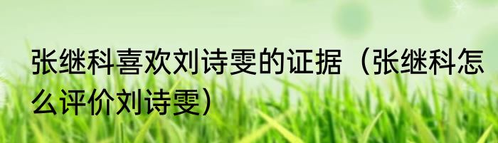 张继科喜欢刘诗雯的证据（张继科怎么评价刘诗雯）