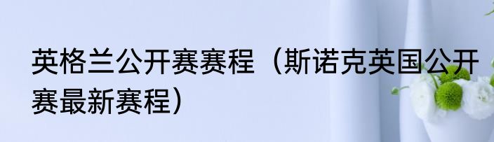 英格兰公开赛赛程（斯诺克英国公开赛最新赛程）