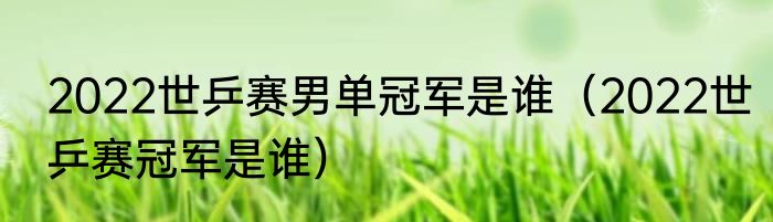 2022世乒赛男单冠军是谁（2022世乒赛冠军是谁）