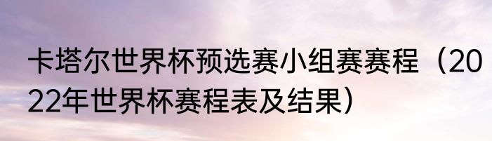 卡塔尔世界杯预选赛小组赛赛程（2022年世界杯赛程表及结果）