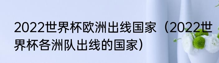 2022世界杯欧洲出线国家（2022世界杯各洲队出线的国家）