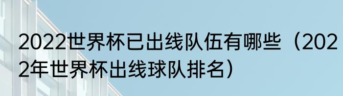 2022世界杯已出线队伍有哪些（2022年世界杯出线球队排名）