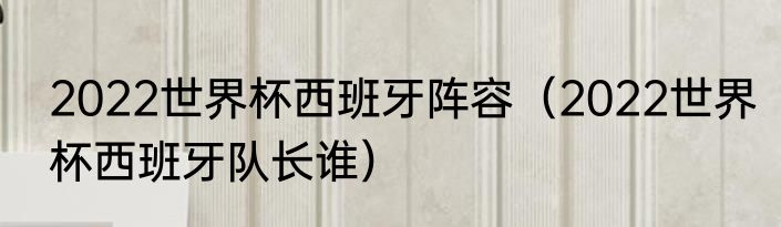 2022世界杯西班牙阵容（2022世界杯西班牙队长谁）