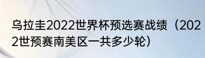 乌拉圭2022世界杯预选赛战绩（2022世预赛南美区一共多少轮）
