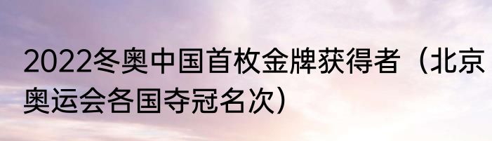 2022冬奥中国首枚金牌获得者（北京奥运会各国夺冠名次）