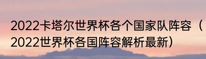 2022卡塔尔世界杯各个国家队阵容（2022世界杯各国阵容解析最新）