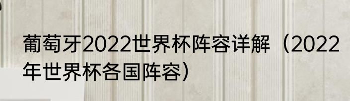 葡萄牙2022世界杯阵容详解（2022年世界杯各国阵容）