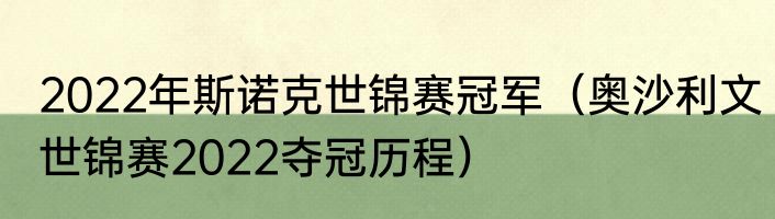 2022年斯诺克世锦赛冠军（奥沙利文世锦赛2022夺冠历程）