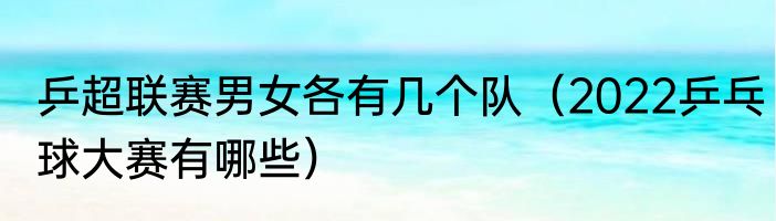 乒超联赛男女各有几个队（2022乒乓球大赛有哪些）