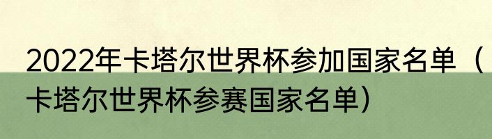 2022年卡塔尔世界杯参加国家名单（卡塔尔世界杯参赛国家名单）