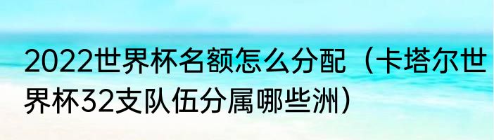 2022世界杯名额怎么分配（卡塔尔世界杯32支队伍分属哪些洲）