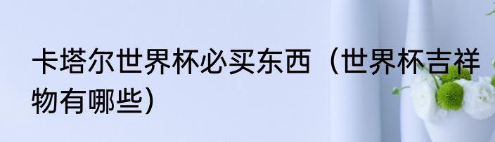 卡塔尔世界杯必买东西（世界杯吉祥物有哪些）