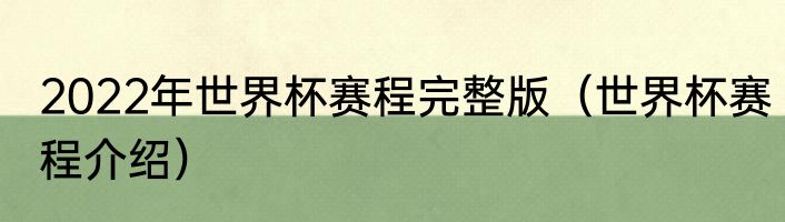 2022年世界杯赛程完整版（世界杯赛程介绍）
