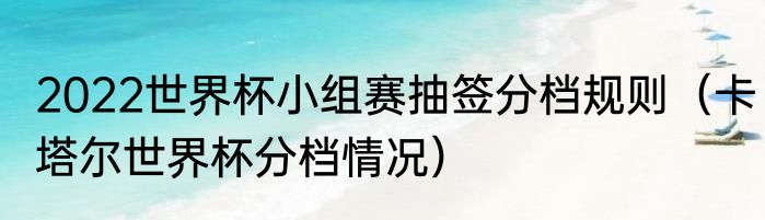 2022世界杯小组赛抽签分档规则（卡塔尔世界杯分档情况）