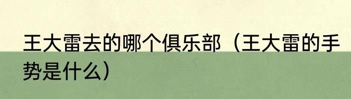 王大雷去的哪个俱乐部（王大雷的手势是什么）