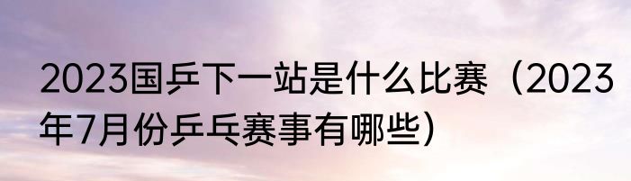 2023国乒下一站是什么比赛（2023年7月份乒乓赛事有哪些）