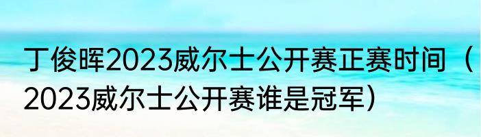 丁俊晖2023威尔士公开赛正赛时间（2023威尔士公开赛谁是冠军）