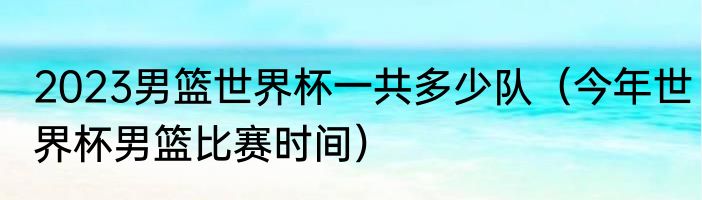 2023男篮世界杯一共多少队（今年世界杯男篮比赛时间）
