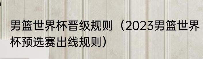 男篮世界杯晋级规则（2023男篮世界杯预选赛出线规则）