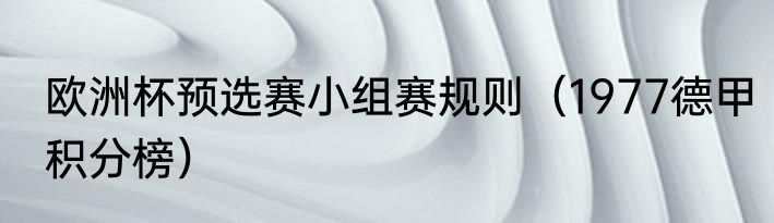 欧洲杯预选赛小组赛规则（1977德甲积分榜）