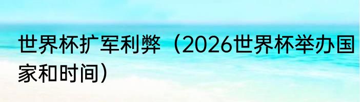 世界杯扩军利弊（2026世界杯举办国家和时间）