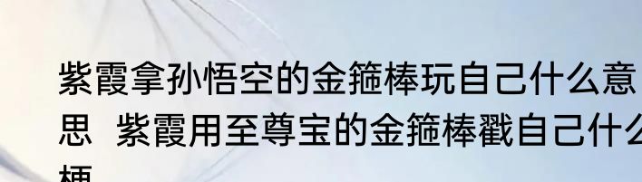 紫霞拿孙悟空的金箍棒玩自己什么意思  紫霞用至尊宝的金箍棒戳自己什么梗
