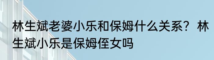 林生斌老婆小乐和保姆什么关系?  林生斌小乐是保姆侄女吗 