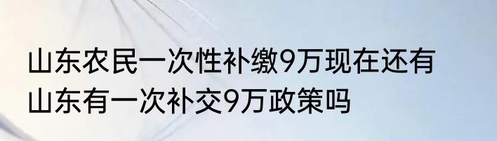 山东农民一次性补缴9万现在还有      山东有一次补交9万政策吗