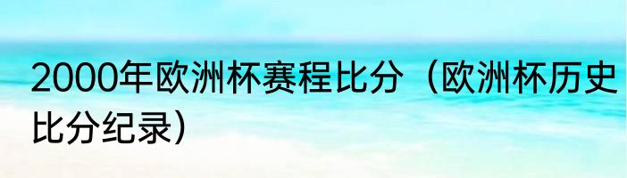 2000年欧洲杯赛程比分（欧洲杯历史比分纪录）