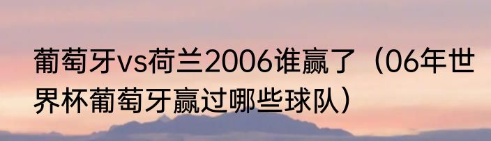 葡萄牙vs荷兰2006谁赢了（06年世界杯葡萄牙赢过哪些球队）