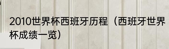 2010世界杯西班牙历程（西班牙世界杯成绩一览）