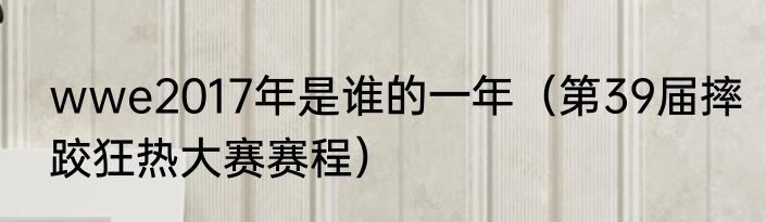 wwe2017年是谁的一年（第39届摔跤狂热大赛赛程）