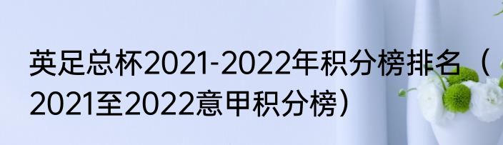 英足总杯2021-2022年积分榜排名（2021至2022意甲积分榜）