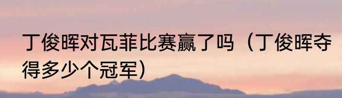 丁俊晖对瓦菲比赛赢了吗（丁俊晖夺得多少个冠军）