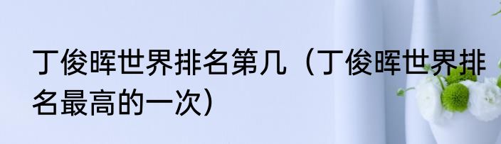 丁俊晖世界排名第几（丁俊晖世界排名最高的一次）